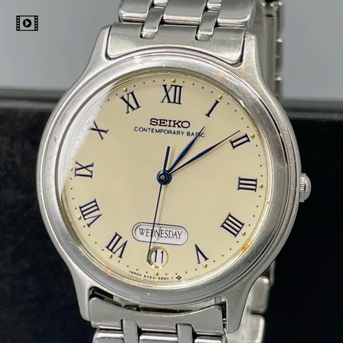[N Mint/Box] SEIKO CONTEMPORARY BASIC 5H23-6000 34mm Mens Vintage Roman Watch