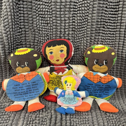 Vintage-1977-Dan-Dee Flip Book Story Dolls-4-(2) Tre Orsi/Biancaneve/Cindrlla - Foto 1 di 23