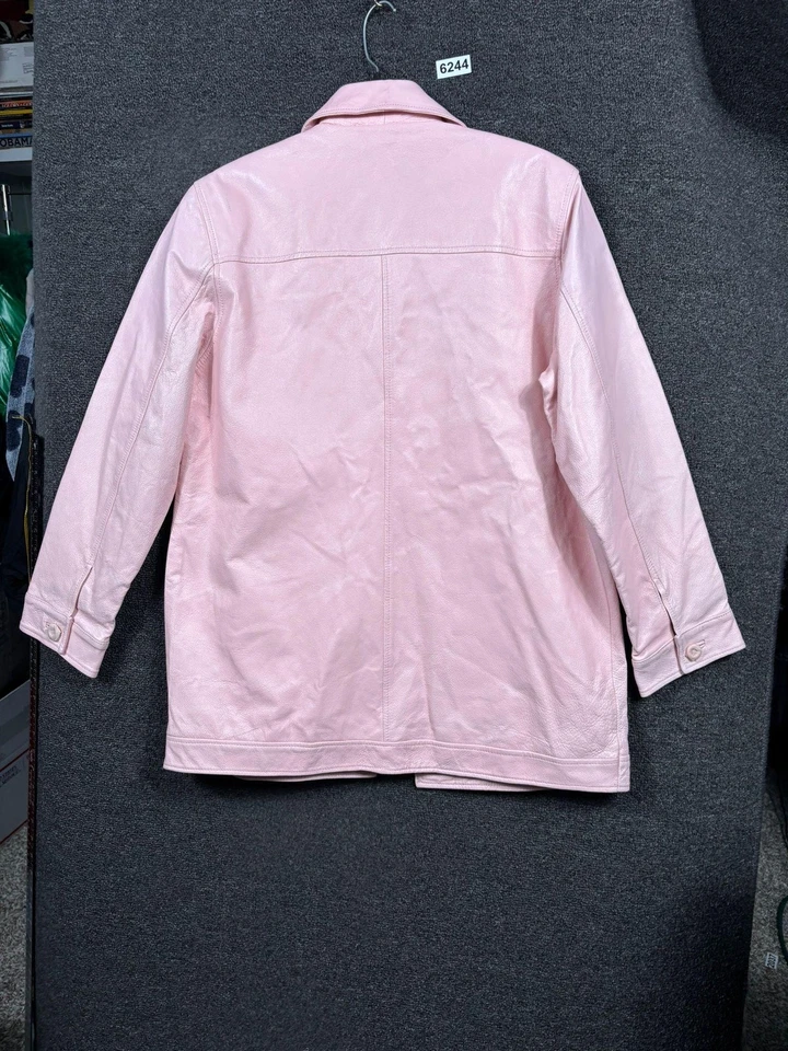 Terry Lewis Jacket Womens Size Medium Pink Leather Classic Luxuries Button Front - Image 2 of 4