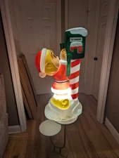 Vintage 34"  General Foam Santa Elf Mailbox Post Christmas Blow Mold