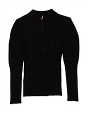 MORGAN Womens Zip Neck Jumper Sweater UK 12 Medium Black KY08