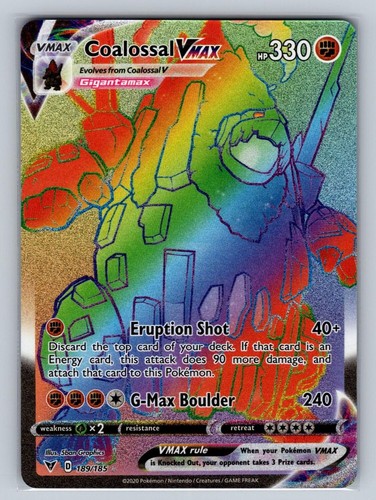 Coalossal VMAX 189/185 NM/M Vivid Voltage Rainbow Pokemon Holo T00753