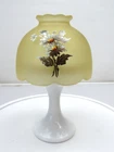 Westmoreland Fairy Lamp Satin Yellow Daisy Gold White Milk Glass Bottom Vintage
