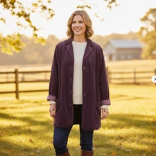 J Jill Jacket 2X Wide Wale Corduroy Plum Purple Velvet Flip Cuff Chore Casual