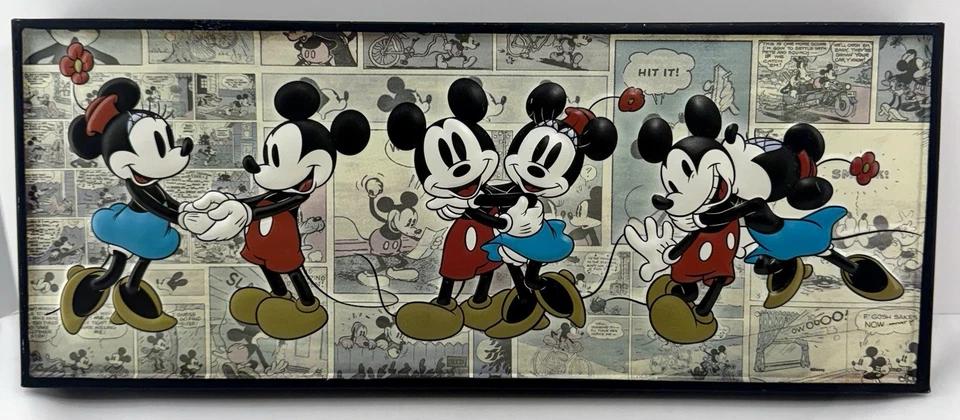 "Tira de cómics de Mickey y Minnie de Disney arte de pared de metal 3D - marcas de carretera abierta 18x7""" Foto 2 de 4