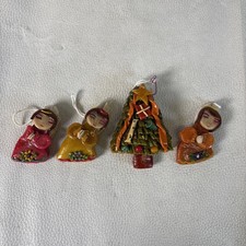 (4)  Handmade Folk Art Bread Dough Ecuadorian Figurine Ornament 2-3" Inches-Tree