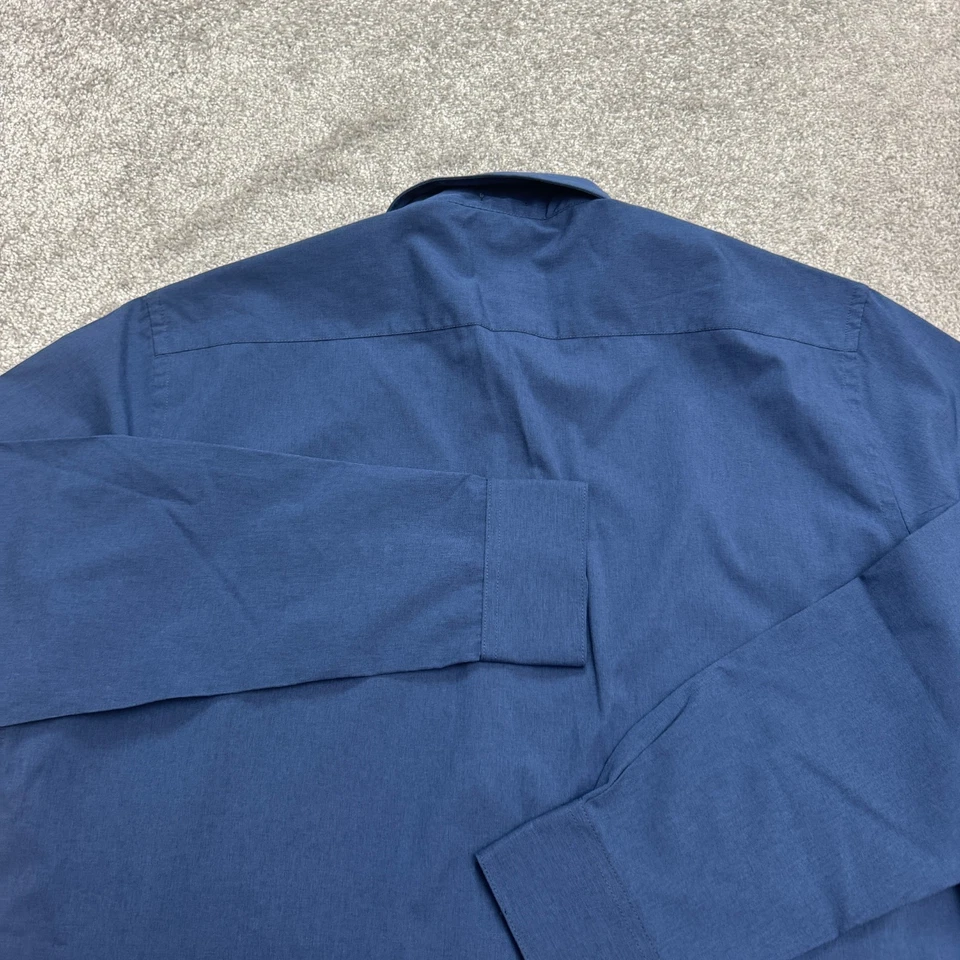 Lucky Brand Slim Fit 4 Way Stretch Dress Shirt Men Large 16-16.5 34/35 Blue Work - Image 3 of 4