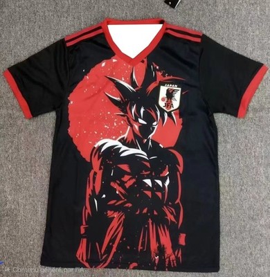 Son Goku Fußballtrikot Japan Red Team   T-Shirt Genkidama, 1 Stück, Repro