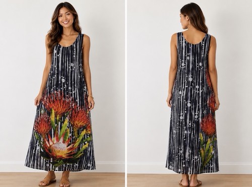 Clover Canyon Floral Sheer Cover Up Overlay Dress Women’s Large Black Sleeveless