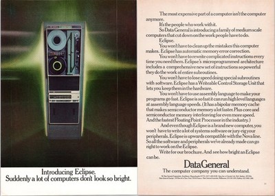 Data General Eclipse 1974 Vintage Print Ad Medium Scale Computer