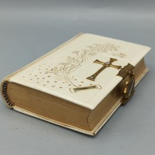 Antikes Gebetbuch Kommunion Firmung Celluloid Messig Perlmutt  um 1900 TOP