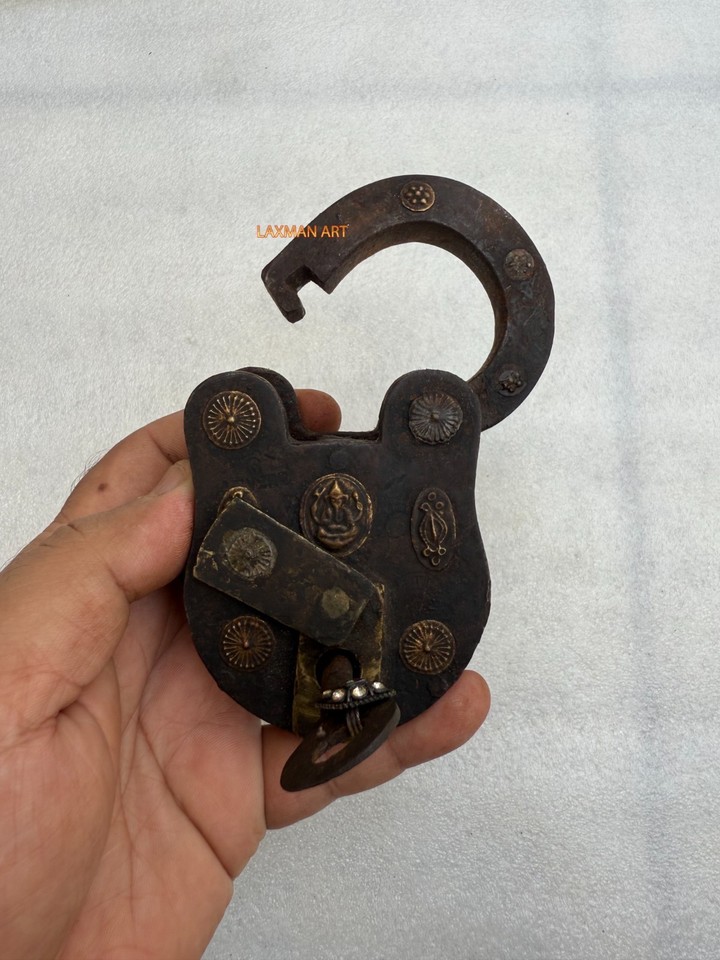 Lock Antique Brass Art Work Handmade Iron Vintage Padlock with 1 key ...