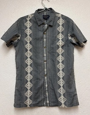 Pendleton Men s Loop Color Aztec Print Short Sleeve Button Up Cotton Shirt Sz S