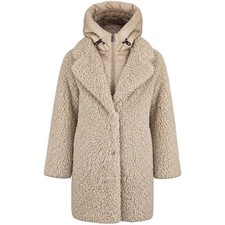 khujo Womens Teddy Coat Briana Taupe Beige Detachable Hood 1219JK263 275