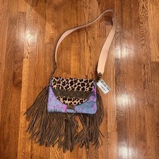 NWT Keep if Gypsy Cobalt Magenta Leather & Leo Upcycled Carolina Purse