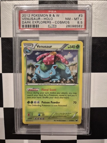 2012 Pokemon Black  & White  Dark Explorers Venusaur  Holo 3/108 PSA 8.5