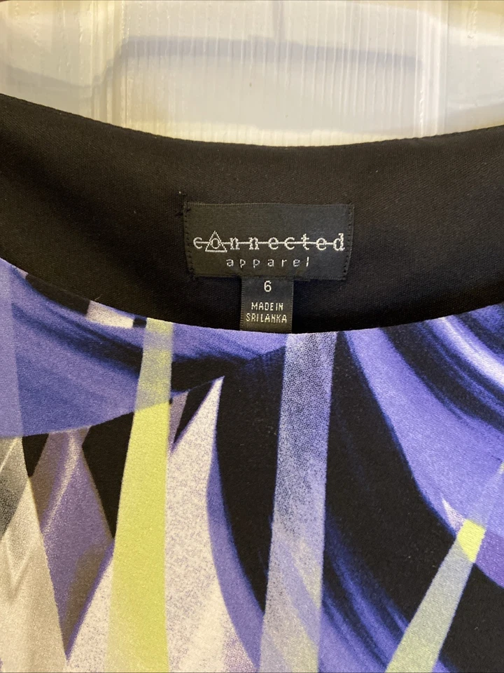 Vestido Connected Apparel para mujer talla 6 vestido sin mangas negro floral usado en excelente estado Foto 2 de 4