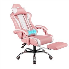 Reclining Gaming Chair with Massage Lumbar Pillow Ergonomic Swivel, Office Chair