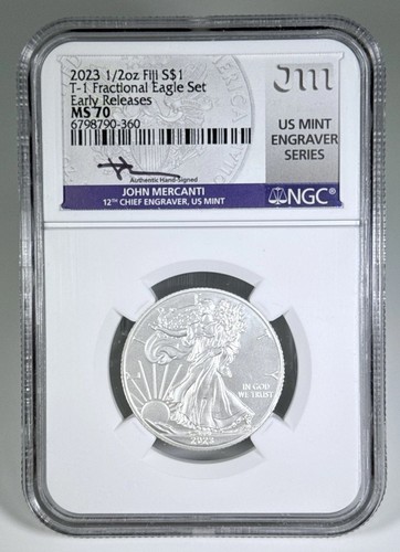 2023 Fiji 1/2 oz Type 1 Silver Eagle NGC MS70 Early Releases Mercanti Signature
