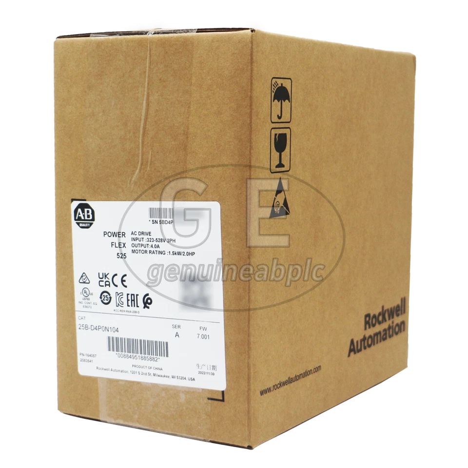 ALLEN-BRADLEY New Allen Bradley 25B-D4P0N104 PowerFlex 525 1.5kW (2Hp) AC Drive