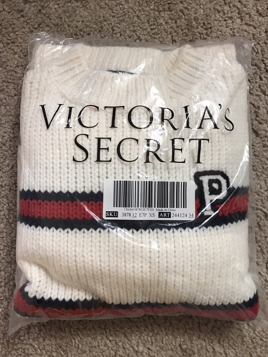 Victoria Secret Pink Boyfriend Sweater Knit Campus Crew Tee