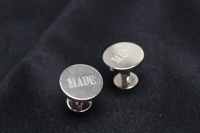Deumer Germany Formal Cufflinks  MADE'' Silvertone Black Chrome Fixed Back 