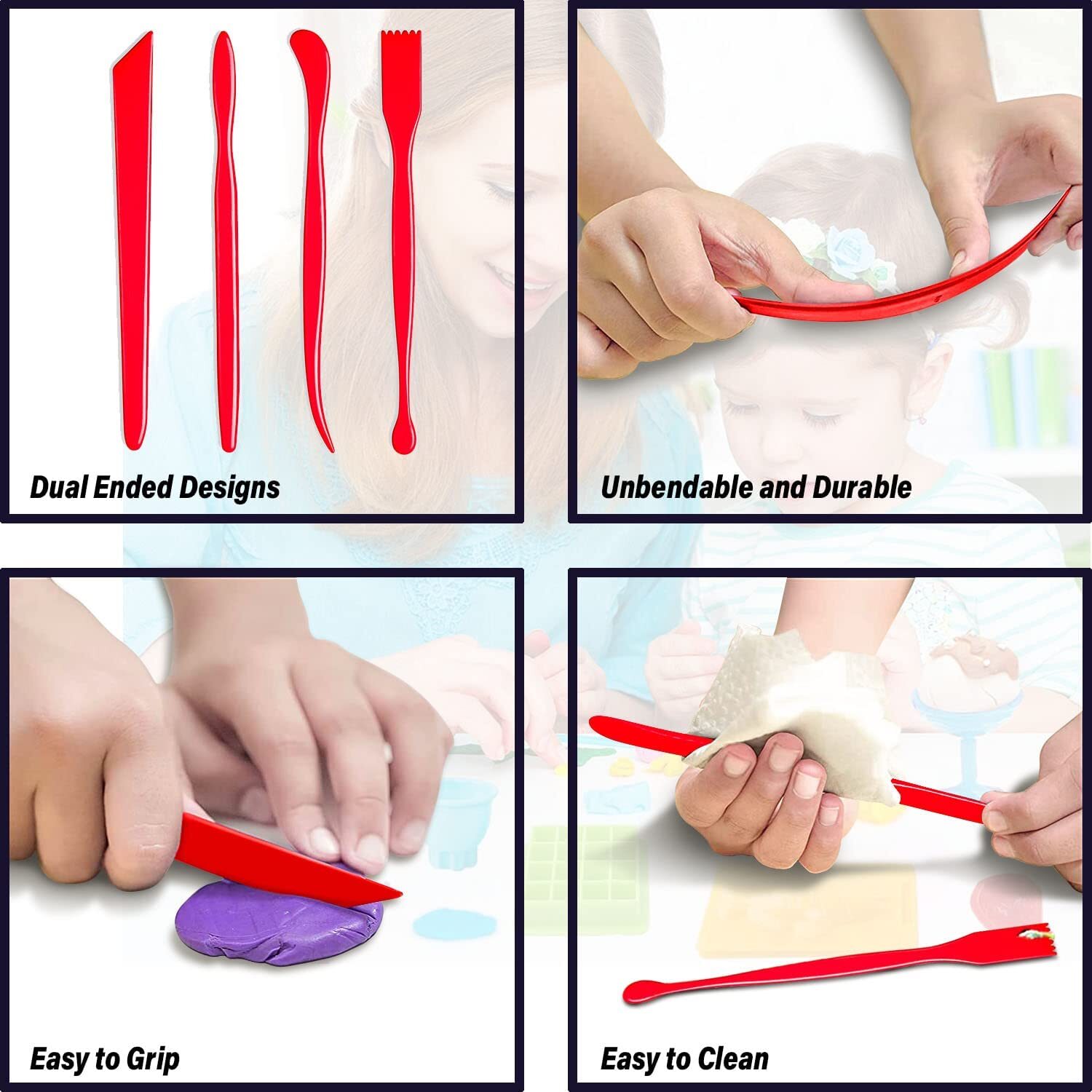 FIMO+Polymer+Clay+Modelling+Tool+Set++4+Plastic+Tools+in+a+Wallet