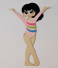 Gymnastics Girl Black Hair Pose. Scrapbook, Card Making Paper Piecing