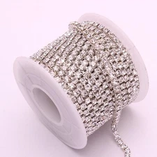 10 Yards Crystal Rhinestones Close Chain Trim for Sewing Crafts DIY Decoration