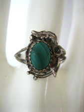 VINTAGE STERLING SILVER MALACHITE SOUTHWESTERN SIZE 5.25 RING