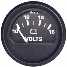 FARIA EURO BLACK 2" VOLTMETER 10-16VDC