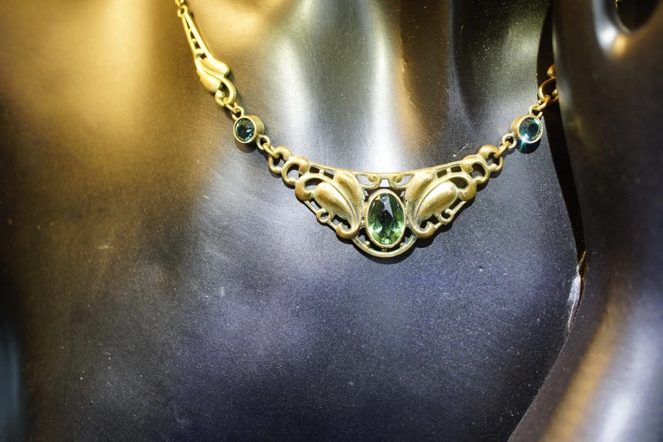 Kette Trachtenkette Gold Art Deco Antik Jugendstil Peridot - Bild 3 von 4