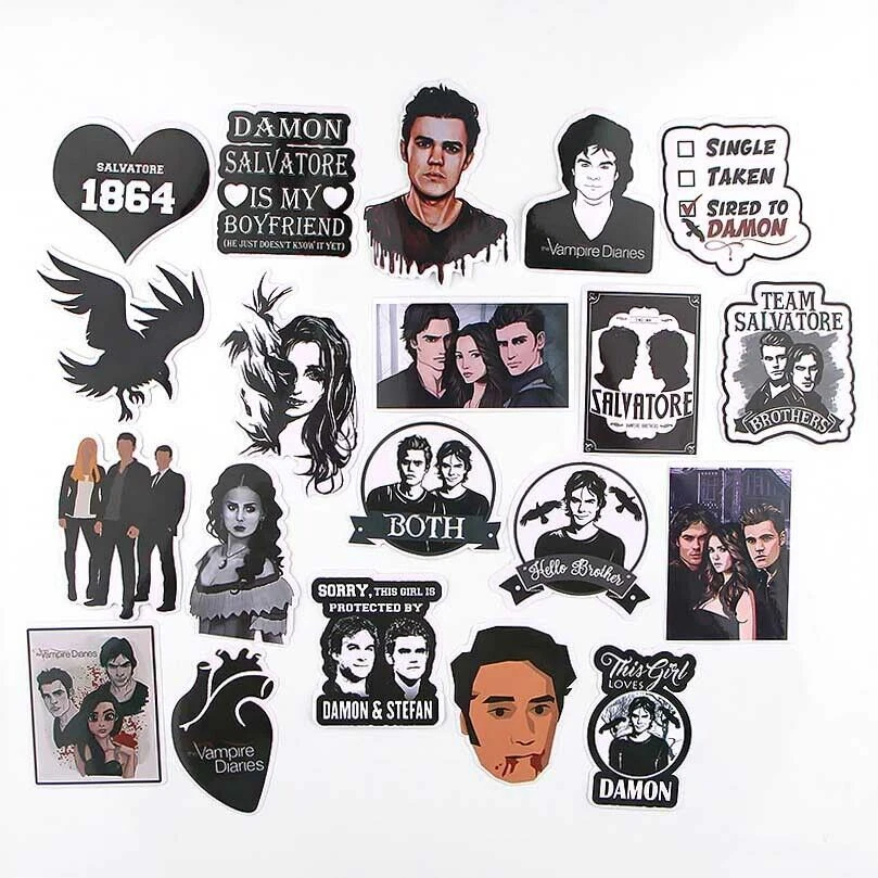 The VAMPIRE DIARIES Stickers Set D DAMON Elena STEFAN Mikaelson Brothers VINYL