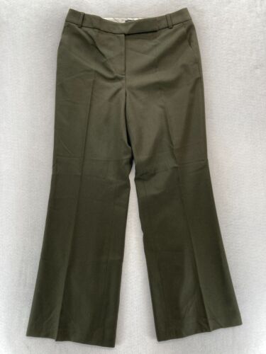 Talbots Heritage Dress Pants Women's 10 Wide Leg Green Wool Stretch Blend NWT