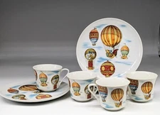 Set 4 SIGMA Japan Fancy Flite Balloon Montgolfiere Cup & Saucer Plates
