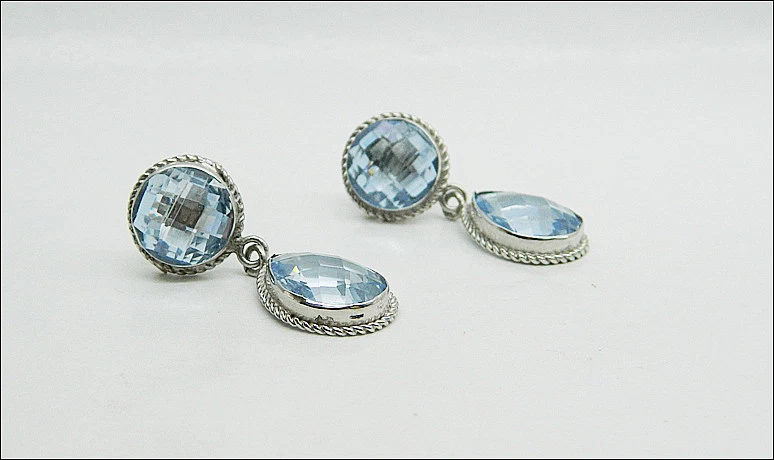 ORECCHINI IN ARGENTO 925 CON GOCCE DI QUARZO AZZURRO AGHT 060 - Immagine 2 di 3