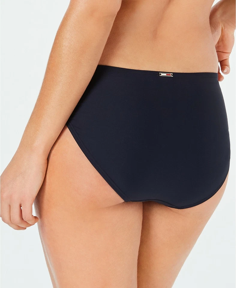 Tommy Hilfiger Tape Bandeau Bikini Top Hipster Bottoms Set Navy L #TZ9BS301420 - Image 4 of 4