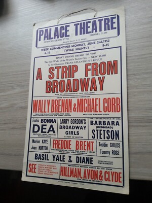 VARIETY THEATRE POSTER BOX OFFICE CARD 1952, NEWCASTLE PALACE STRIPTEASE SHOW