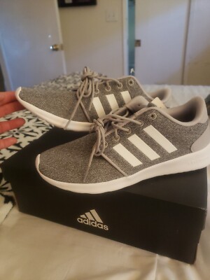 WOMENS ADIDAS CLOUDFOAM Sz 8 QT RACER GREY ATHLETIC RUNNING SHOES 