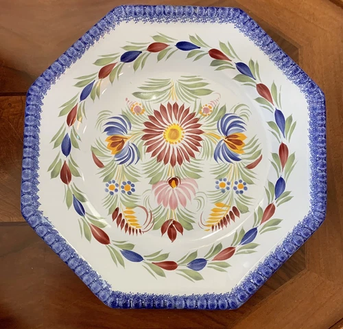 Vtg. Henriot Quimper France -  Fleuri Royal - Porcelain Platter - 12.75" x 2"