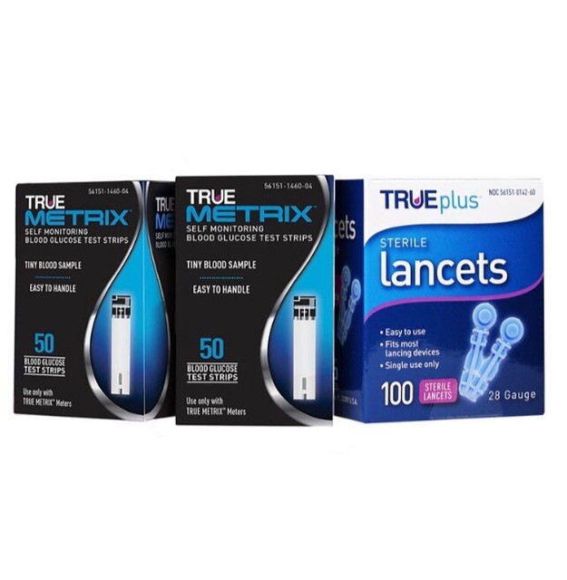 100 True Metrix Test Strips and True Lancets 100Ct EXP 2022+Fast