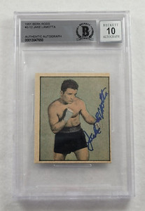 Rare 1951 JAKE LAMOTTA Signed BERK ROSS Trading Card-RAGING BULL-Beckett 10 Auto