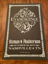 Evanescence 2017 Hatch Show Print Poster - Nashville, TN - Ryman Auditorium