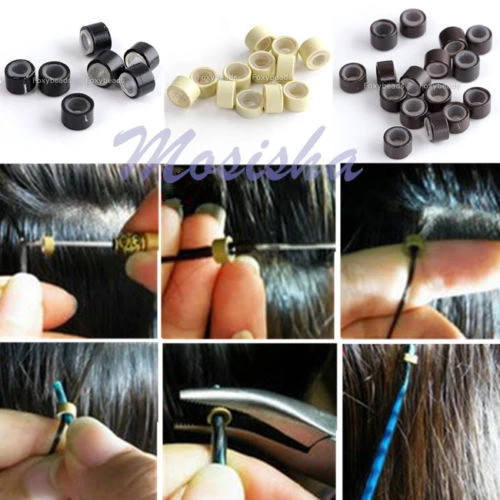 Links & Rings For Hair Extensions 6 Colors Silicone Lined Micro Rings Loop Beads - Image 4 of 4