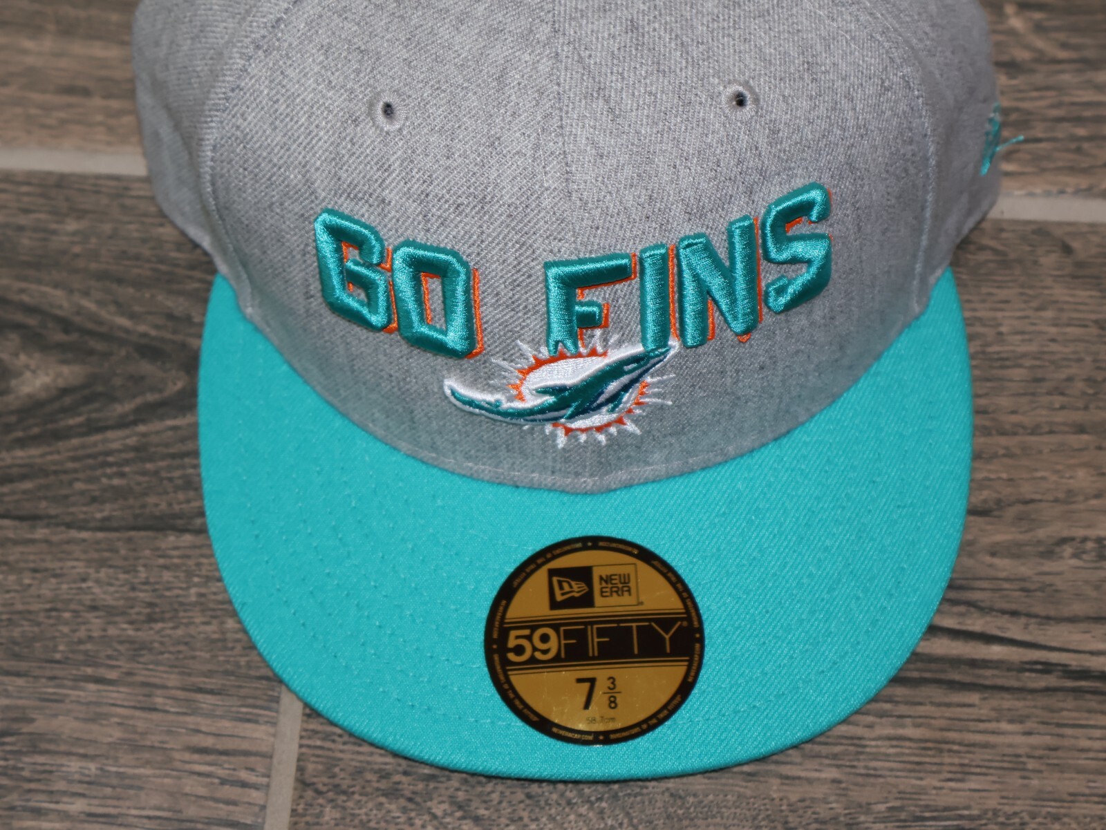 NWT Miami Dolphins NFL Football Hat Cap 7 3/8 New Era Headwear Go Fins