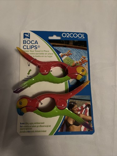 O2COOL Boca Clips 2-Pack - Decorative Beach Towel Clips For Chairs, Pool & Patio, Dolphin Design, Holds Towels Secure In Wind