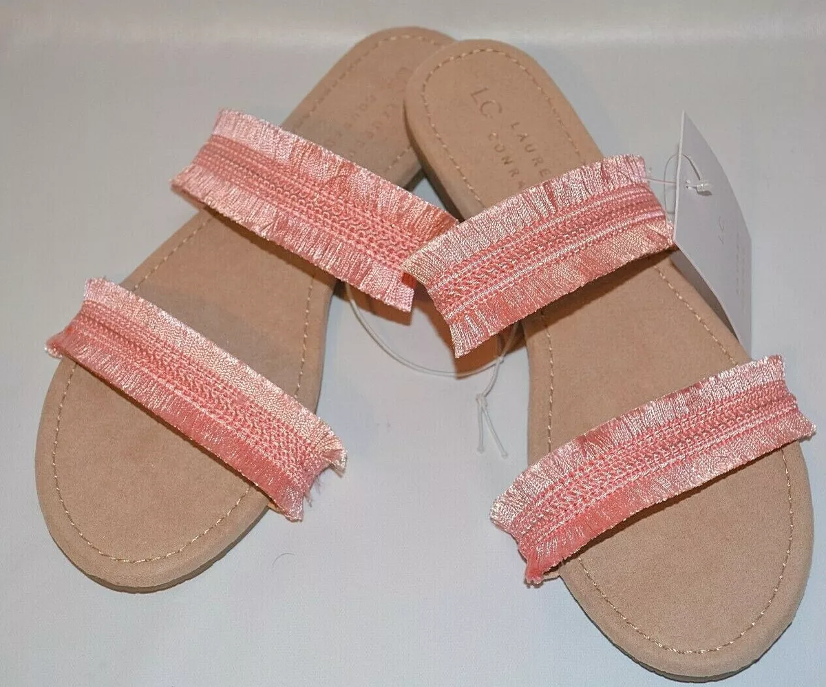 LC LAUREN CONRAD PINK CORAL WOMEN S SLIDES SLIPPERS SANDALS FLIP