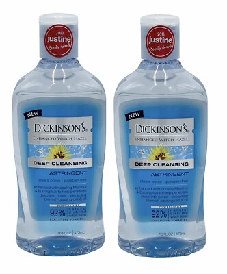 2 Pack Dickinsons Witch Hazel Deep Cleansing Astringent Menthol Eucalyptus 16 oz
