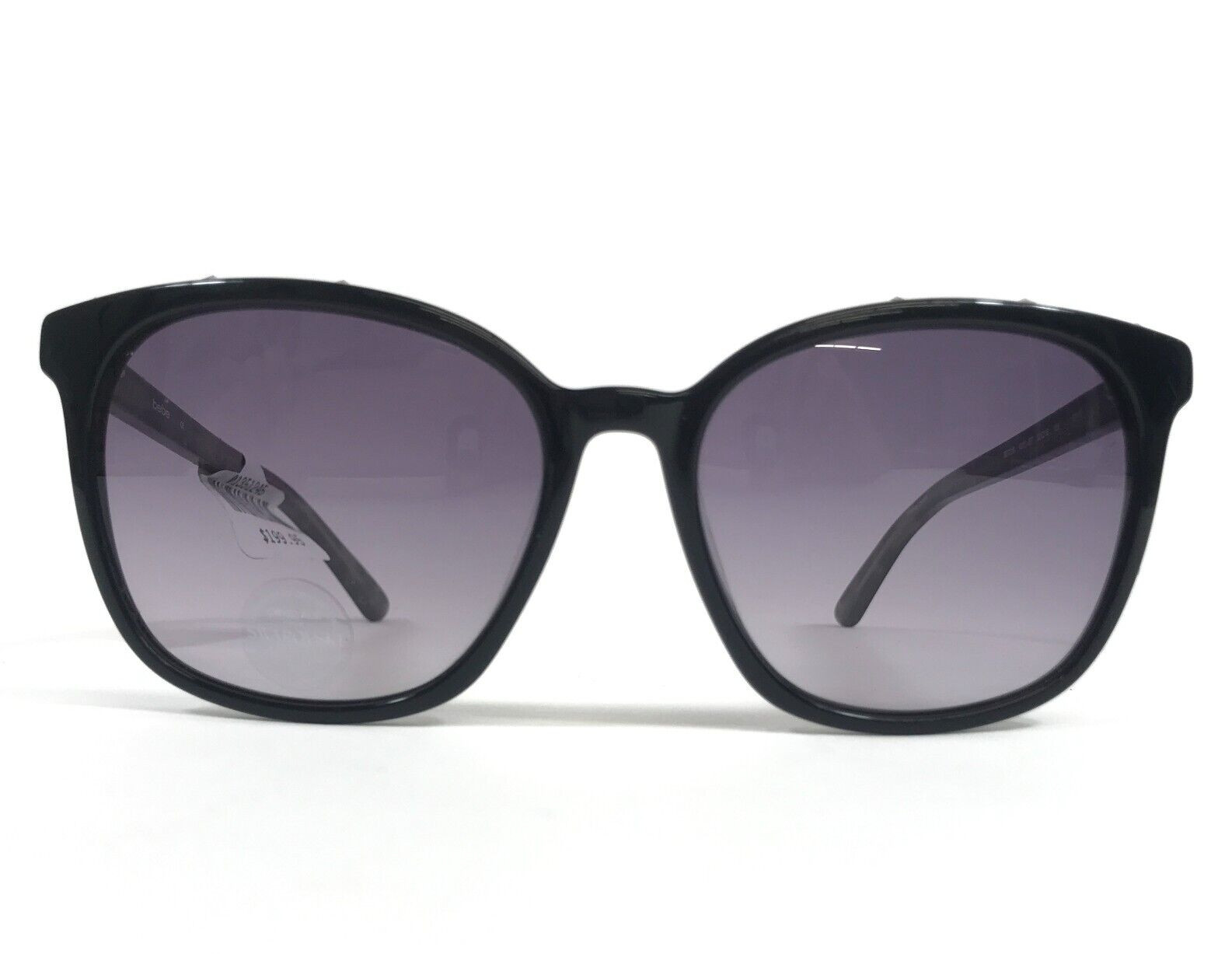Bebe Sunglasses BB7218 001 JET Black Gray Tortoise Purple Lenses 53-16-135