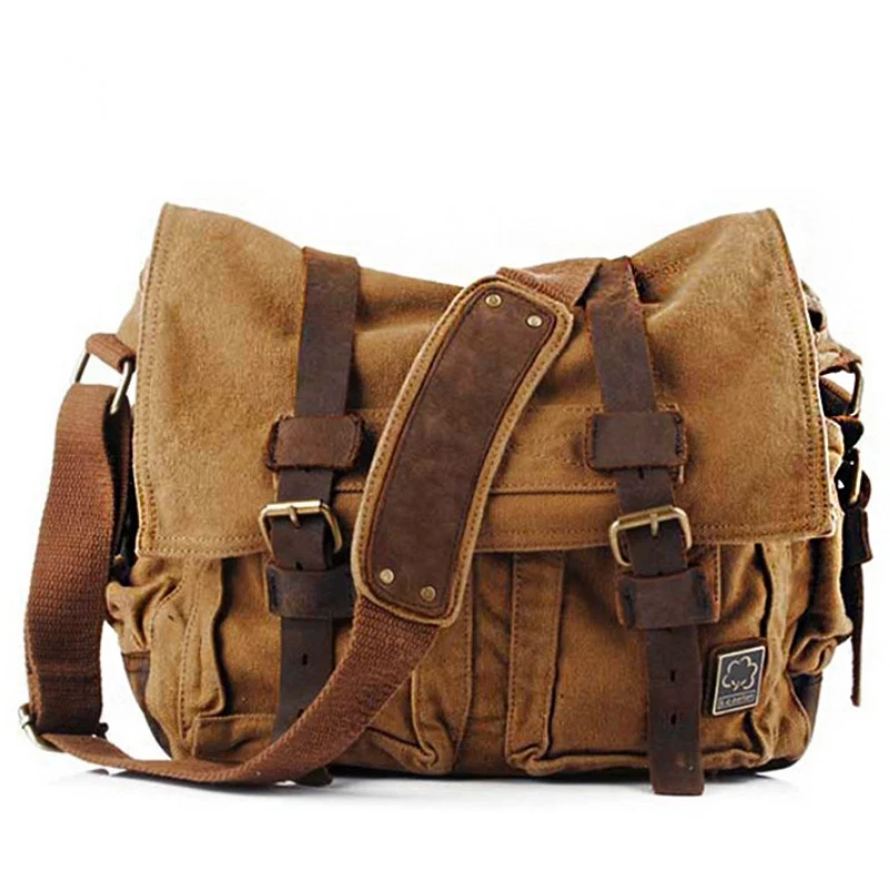 Sodon Men's Canvas Shoulder Messenger Bag Brown